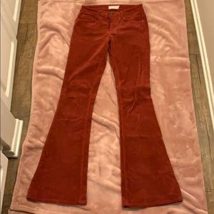 Red corduroy bell bottom jeans